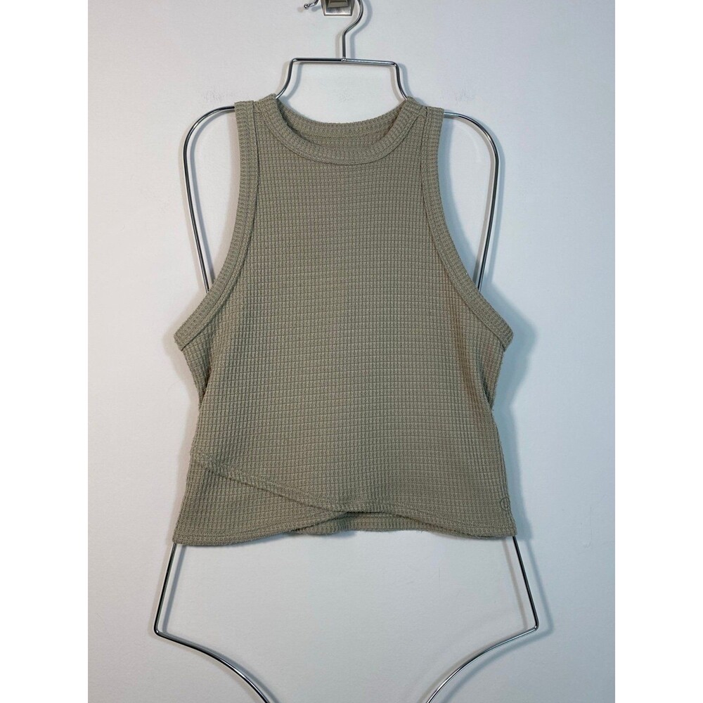Gilly Hicks Waffle Knit Cropped Tank Top Sage Green Small